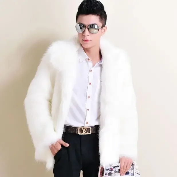 2024 Autumn Winter New Men\'s Jacket Korean Short Fur Coat Solid Color Fox Hair Imitation  Large Plush Leather  A216