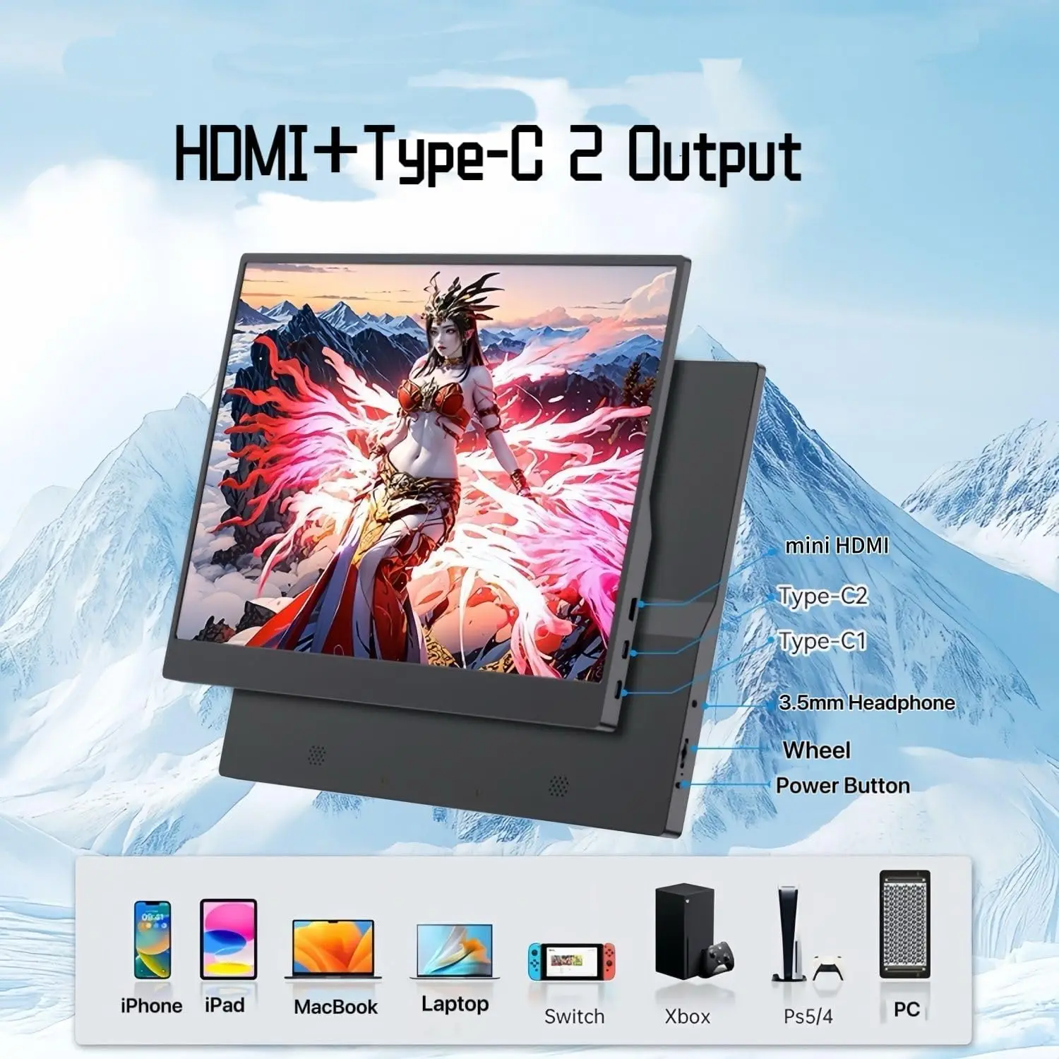 شاشة AHXJKA مقاس 15.6 بوصة محمولة لعرض ألعاب السفر 1080P HDR 16:9 ضوء أزرق منخفض لأجهزة الكمبيوتر المحمول Switch ps4 ps5 Xbox الهاتف الخليوي PC