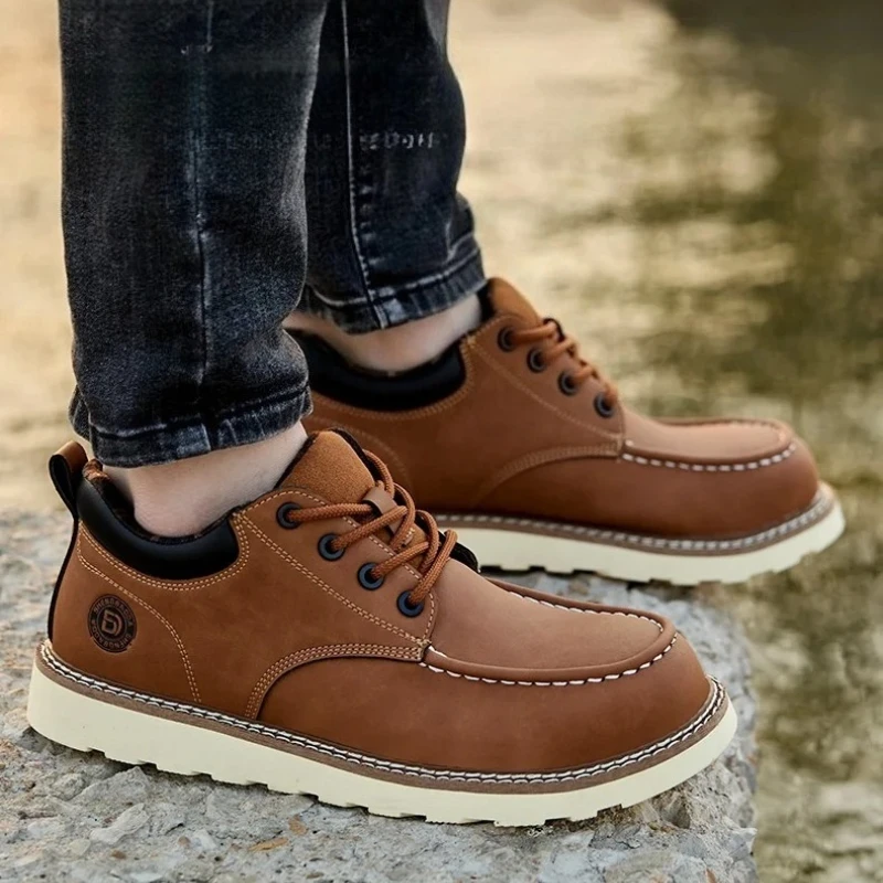 

anti smash steel toe shoes for industrial work construction site Leather Oxford work boots waterproof Work Shoes with protection