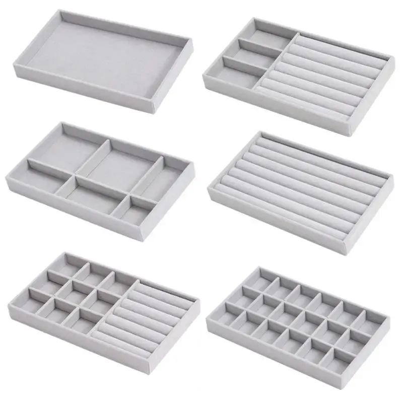 Scatola portaoggetti per gioielli in velluto Orecchini Collana Anello Bracciale Espositore per gioielli Vassoio in oro per gioielli