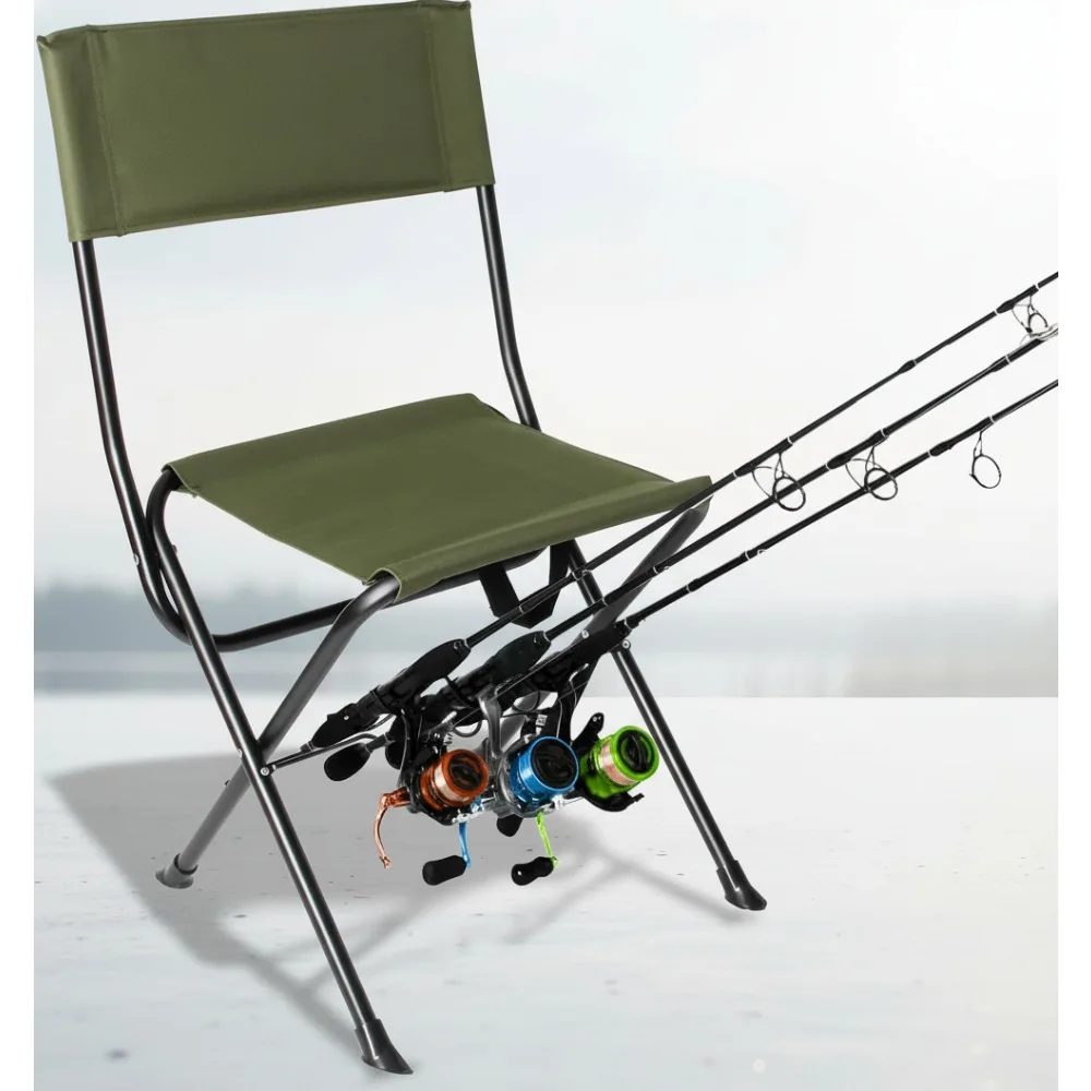 

Portable Folding Fishing Chair with Rod Holder, Waterproof Camping Stool for Outdoor Activities (Green Large)