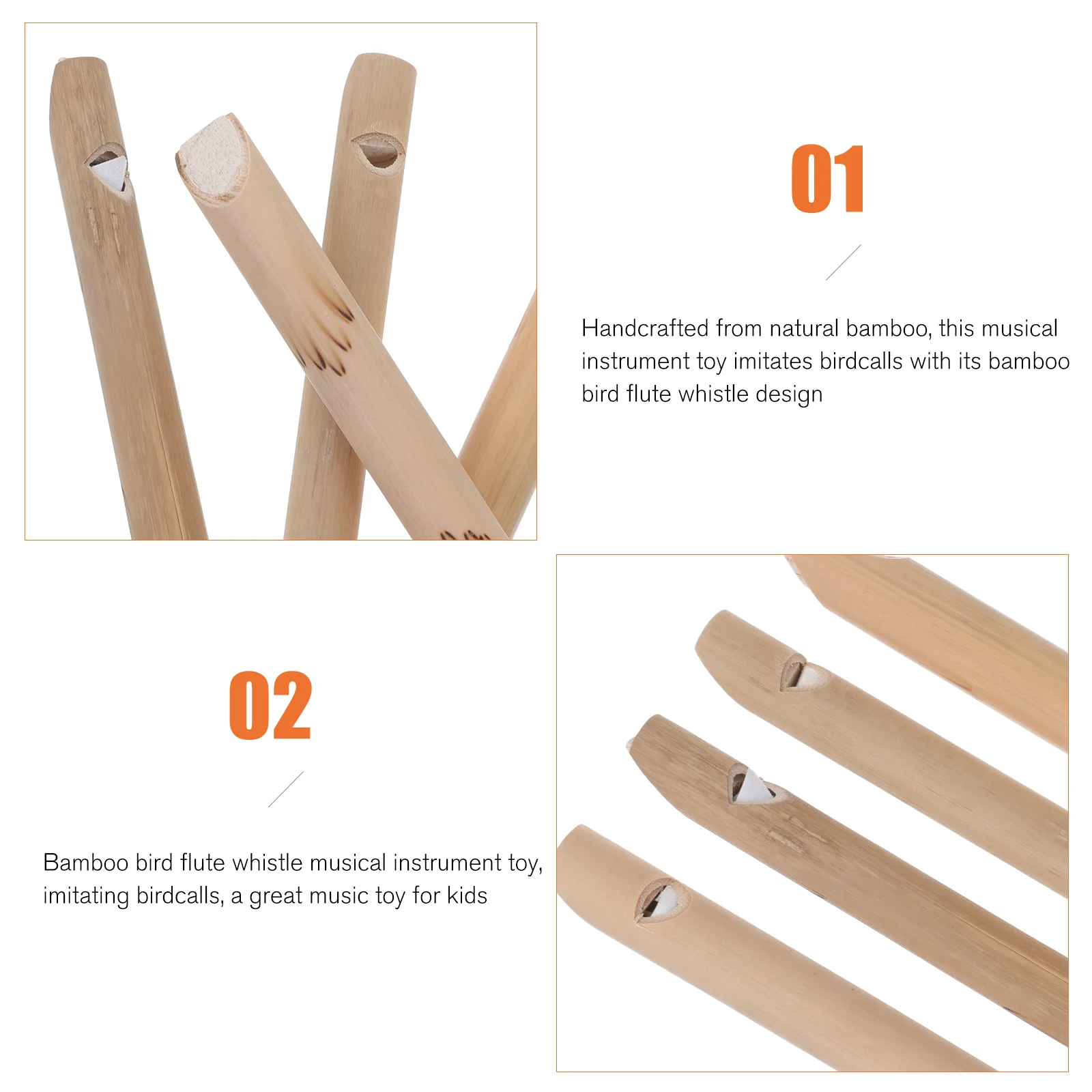 4 Pcs Bamboo Flute Bird Whistle Musical Instrument for Kids Toy Birdcall Intelligent Plaything Toys