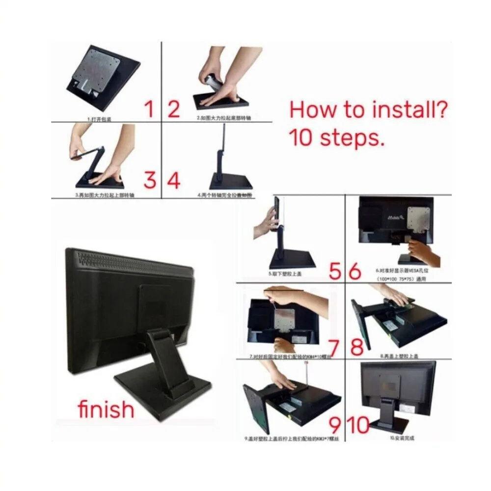 Imagem -06 - Universal Tilt Montado Base do Monitor Lcd Touchscreen Titular Vesa Dobrar Screen Display Stand Desktop Bracket Novo 14 24