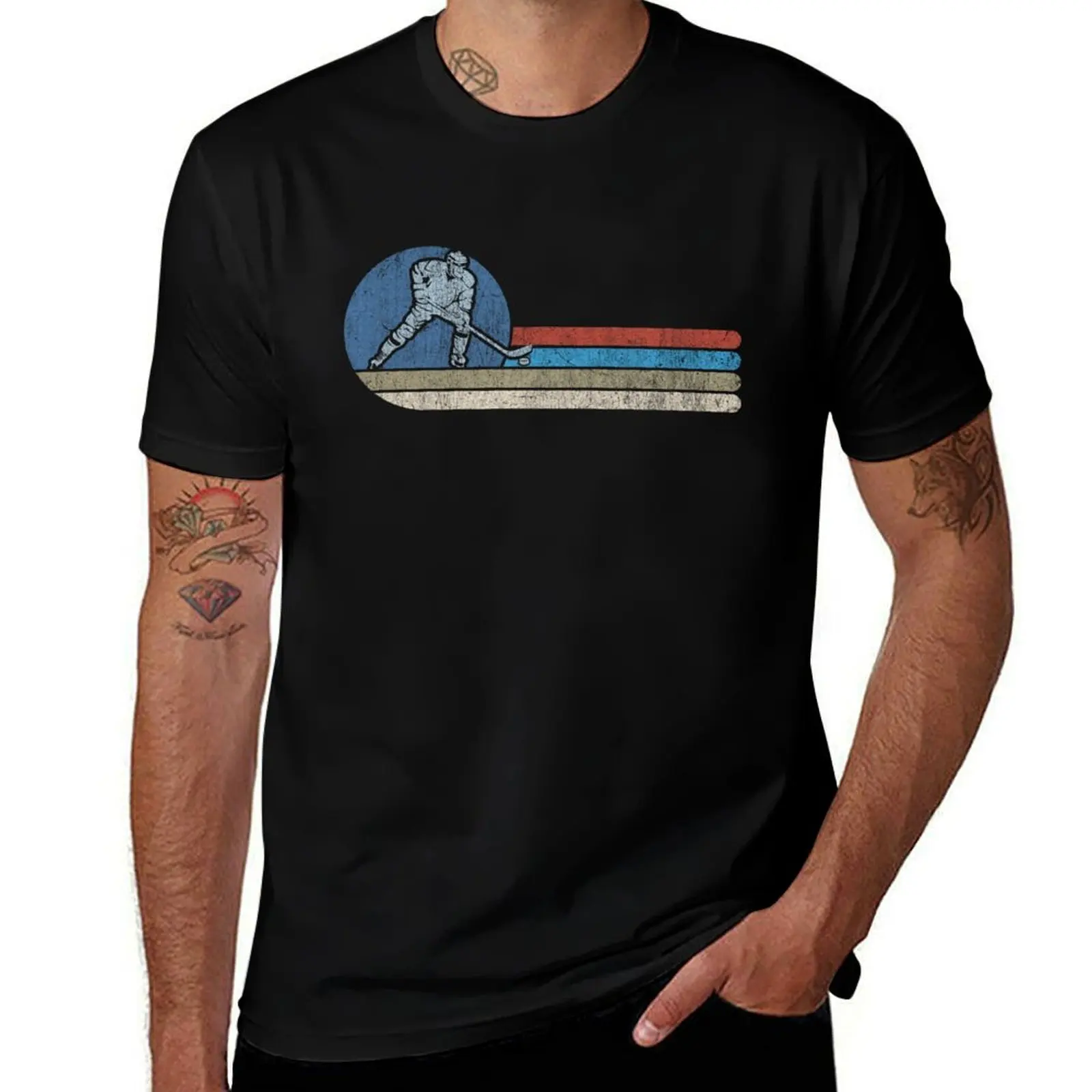 

Vintage Faded Ice Hockey T-Shirt clothes sports fans quick-drying mens tall t shirts