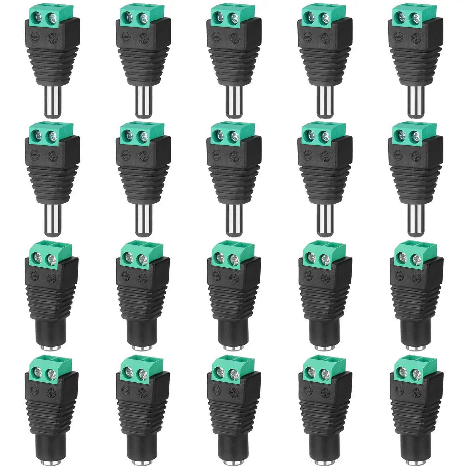 5 Pares de Conectores Macho e Fêmea DC 12V 5.5x2.1mm Adaptadores de Plugue de Energia para Câmera de Vigilância e Luz LED Colorida