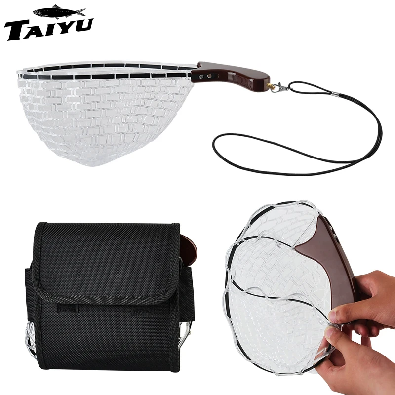 taiyu新製品ストリームフィッシングネットフルセット（バッグ付き）小魚用折りたたみ木製ハンドルシリコンネット（微生物用）