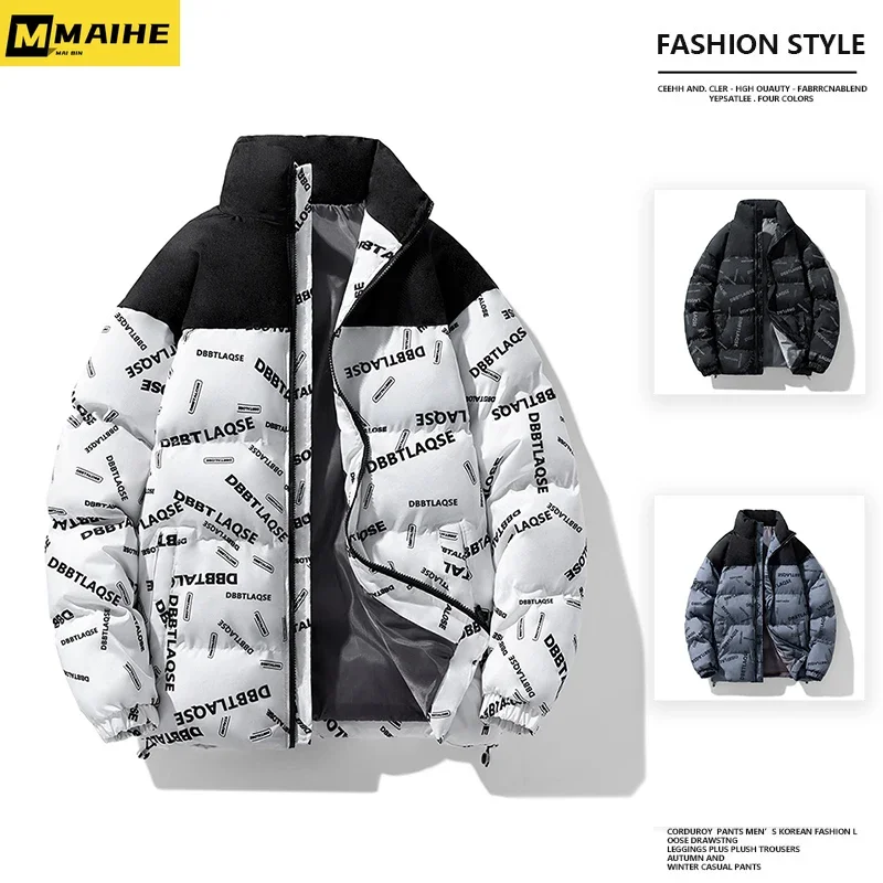 Normcore Men\'s Winter Jacket Thickened Plus-size padded cotton Coat Vintage street wear Standing collar Warm parka Men\'s fashion