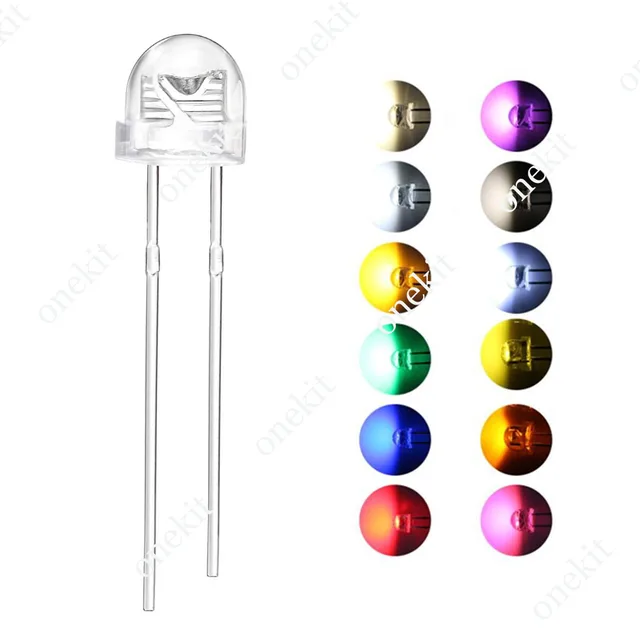 100szt/lot 5mm Słomkowy Kapelusz LED Dioda elektroluminescencyjna Super Jasny Ciepły Biały Czerwony Zielony Niebieski Żółty Pomarańczowy UV Różowy Migający RGB