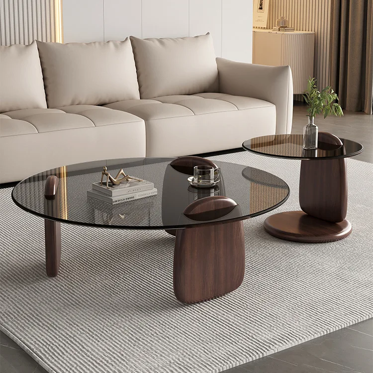 Mesa de chá de vidro redonda pequena mesa de centro sala estar casa nordic internet celebridade luz luxo italiano