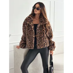 Long Sleeve Fashion Casual Leopard Print Jacket Women's 2024 New Hot Selling Temperament Commuter Mao Mao Short Jacket