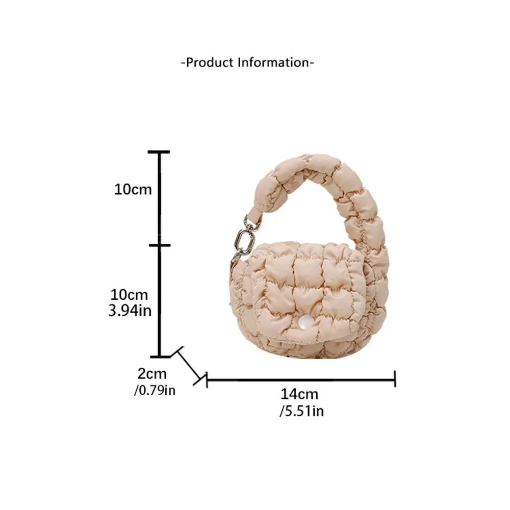 Fashion Solid Color Cloud Pleated Coin Purse Mini Handbag Quilted Small Wallet Korean Style Hanging Card Bag Girls/Female