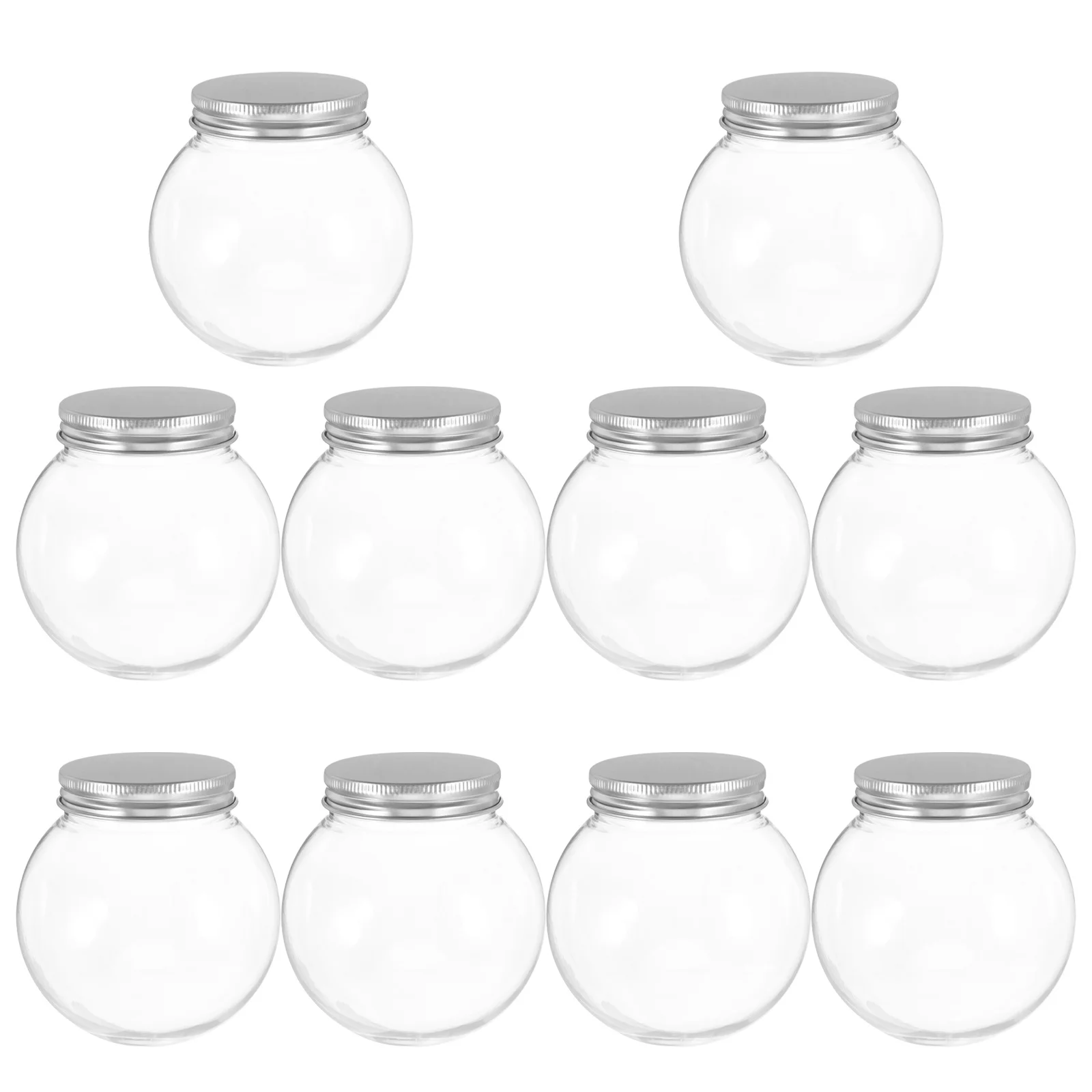

10pcs 250ml Clear Christmas Bottles Ball Shaped Plastic Sand Art Bottles With Aluminum Caps Cocktail Bottles Christmas Ornament