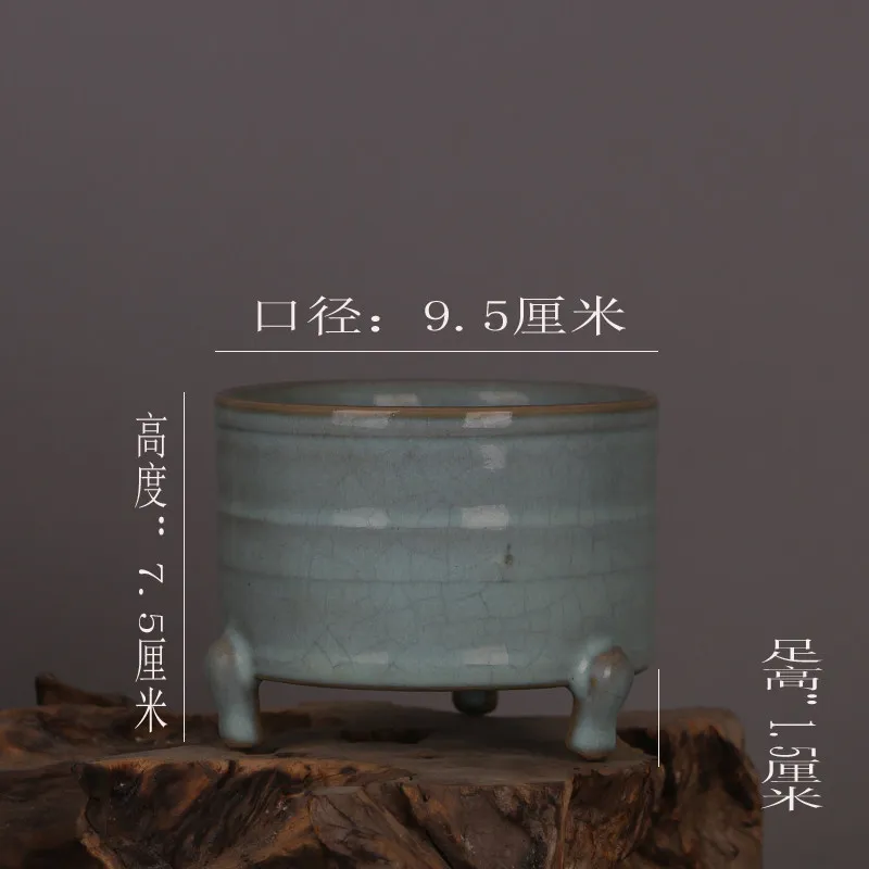 Song Dynasty Ru Style Celadon Crackle Small Incense Burner Brush Pot Replica Chinese Porcelain Home Decor Gift