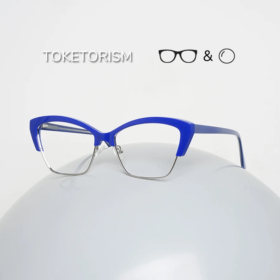 

Toketorism новые модные женские полурамные очки для чтения, очки по рецепту, оптические оправы для мужчин