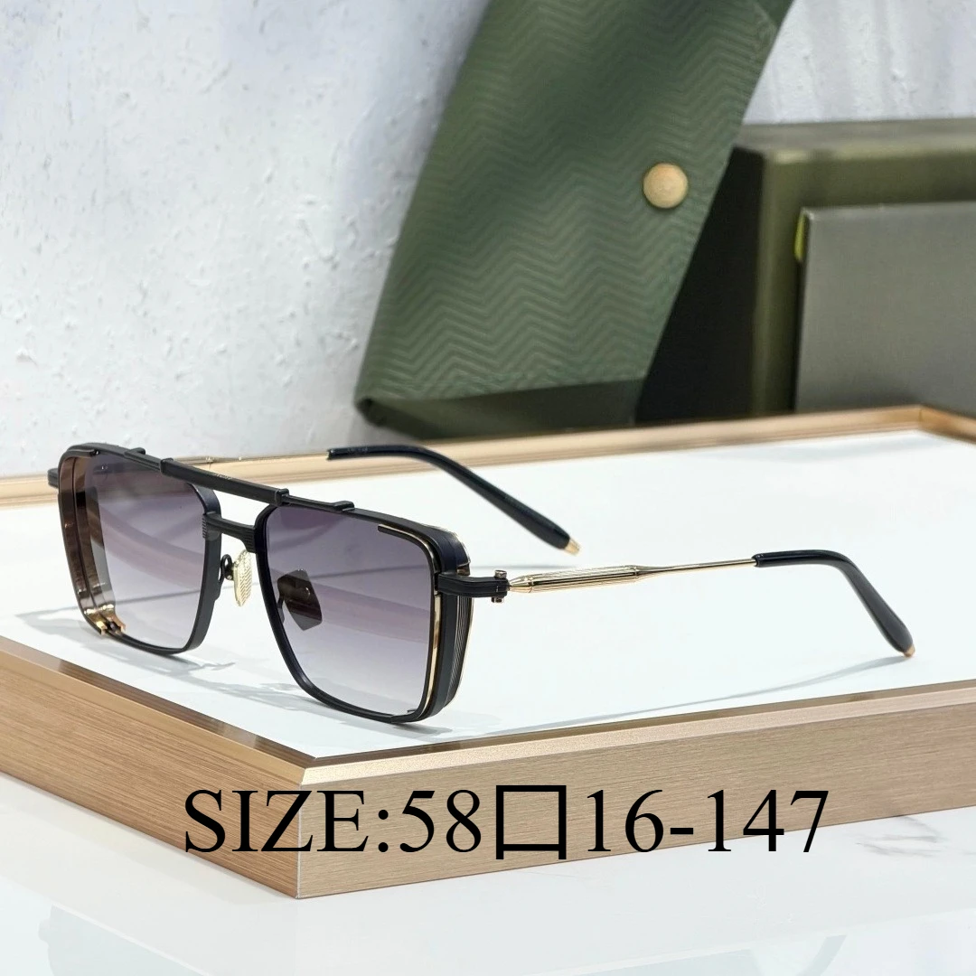 

AKS 203 58mm Large Square Double Bridge Pilot Sunglasses Metal Grey Alloy Luxury Street Fashion Men's Eyewear