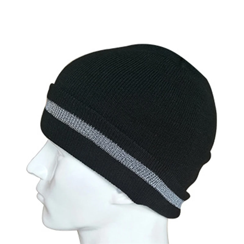 Unisex Reflective Stripe Knitted Hats Luminous Outdoor Cycling Ski Warm Caps Women Men Autumn Winter Hats Casual Bonnet