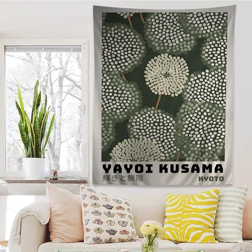 Yayoi Kusama Art Exhibition Pumpkin Flower Chart Tapestry Bohemian Wall Tapestries Mandala Wall Art Decor