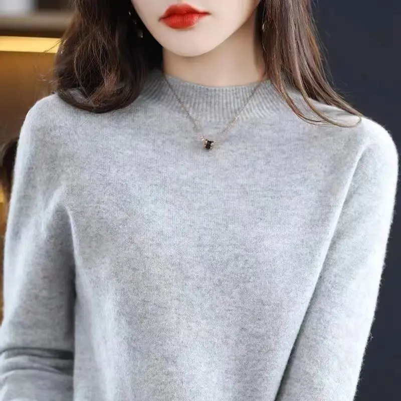 

Half Turtleneck Bottom Sweater 2024 Spring and Autumn Long Sleeve New Slimming All Match Sweater Women's Blouse Pullover LJ469