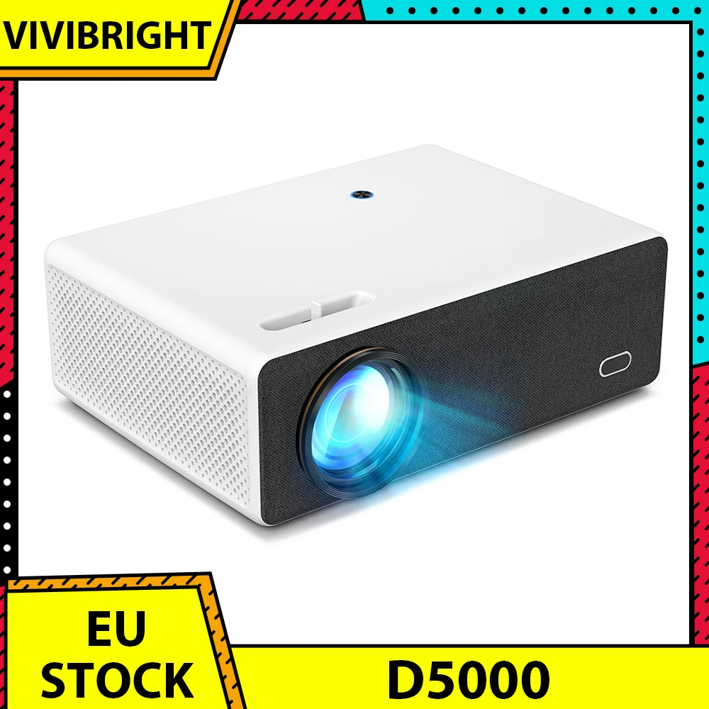 VIVIBRIGHT D5000 Projector, 1080P HD 600 ANSI Lumens Vertical Keystone Correction 10W Speaker