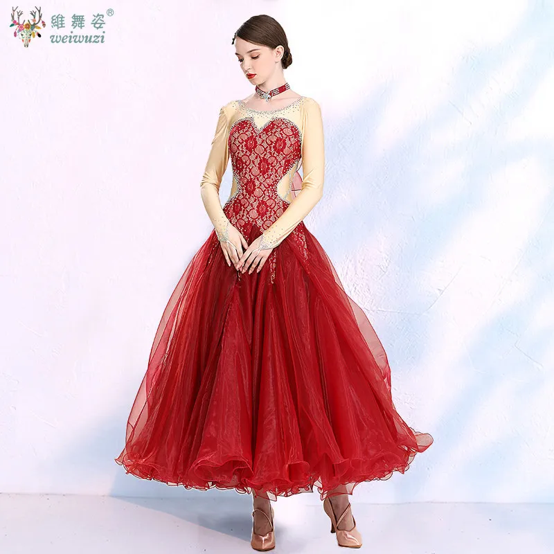 Danza moderna Valzer Grande abito altalena Costume da competizione per performance da donna Elegent Tango Foxtrot Abito da palcoscenico per flamenco spagnolo