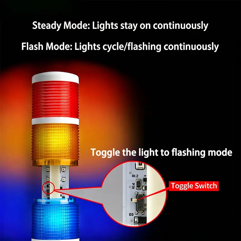 Çok Katmanlı Led Sinyal Kulesi Yığın Lambaları DC12-24V AC220V Sabit Yanıp Sönen Işık Endüstriyel Sinyal Uyarı Lambaları Buzzer