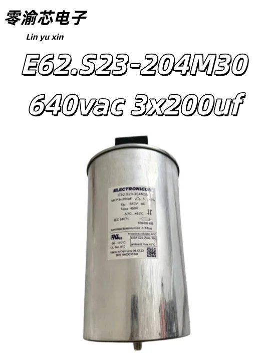 ELECTRONICON E62.S23‑204M30  Germany 3×200uF 640VAC Three‑Phase Power Film Capacitor