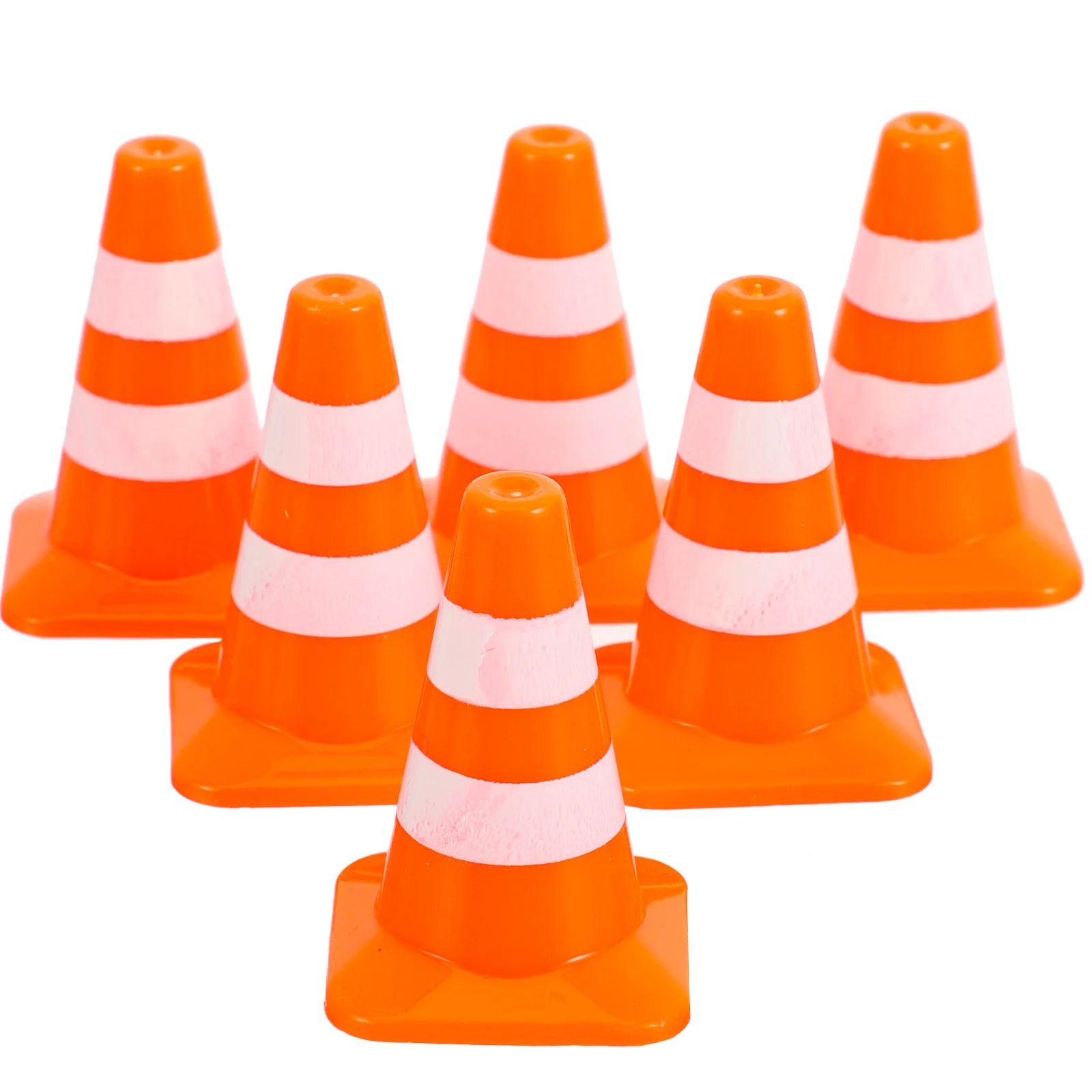 7 Pcs Road Sign Kids Imagination Toys Mini Roadblock Model Traffic Abs Simulation Cones Orange