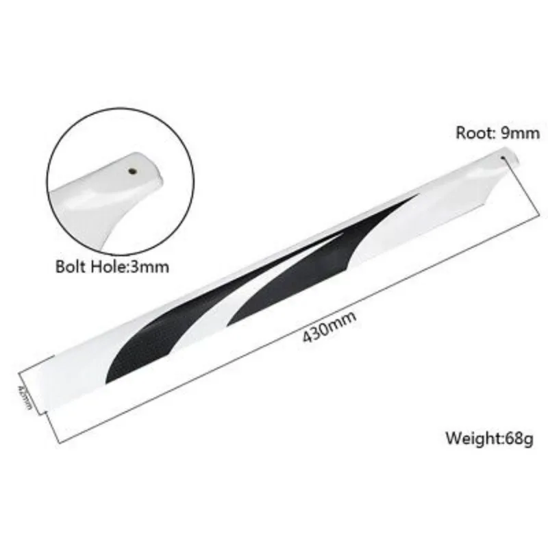 RJX Blade 430mm Carbon Fiber Main Rotor Blade For Align Trex 500 Helicopter DIY RC