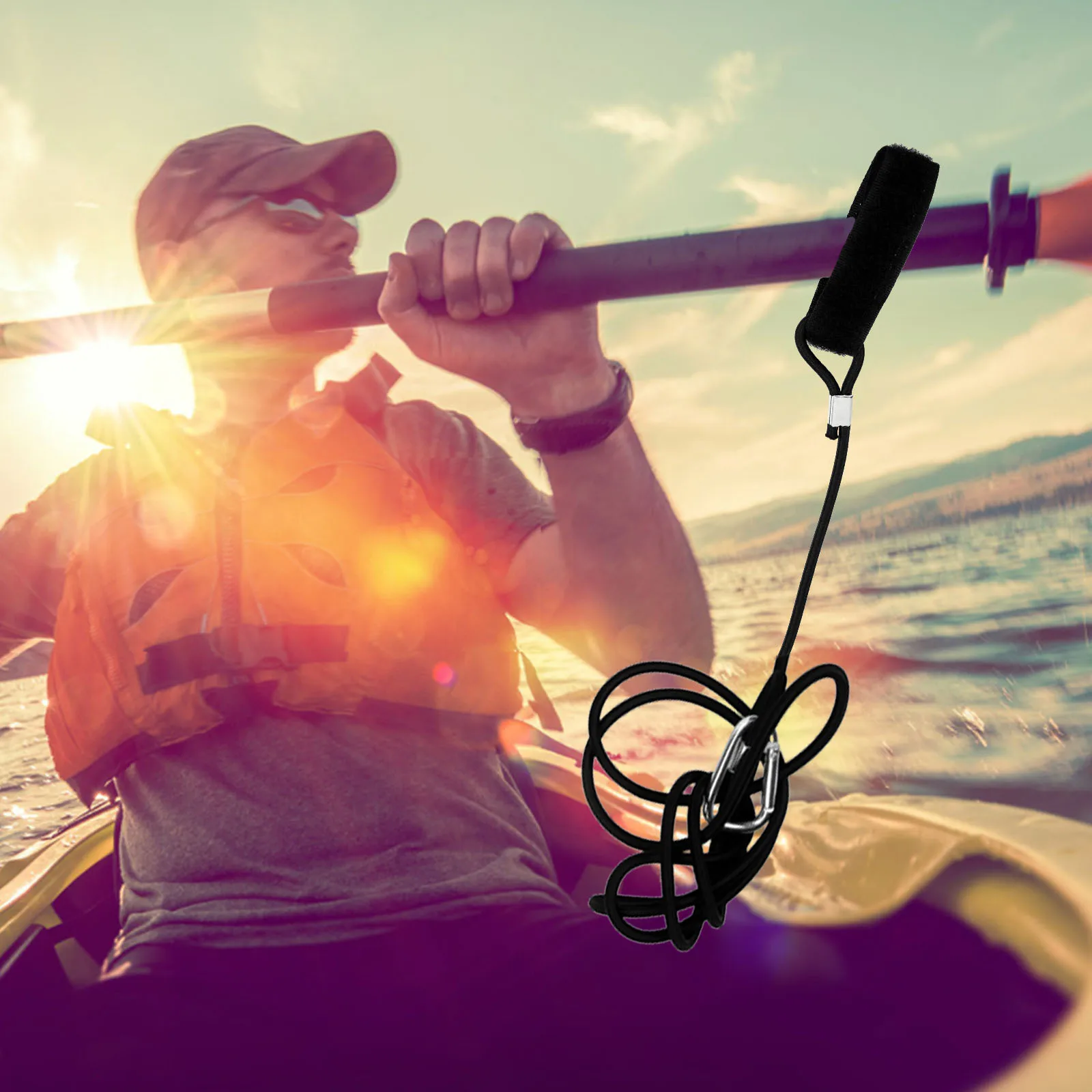 

2Pcs Kayak Paddle Leash Elastic Rope with Hook Outdoor Kayaking Fixed Strap for Boat Paddle Anti-Loss and Luggage Fastening