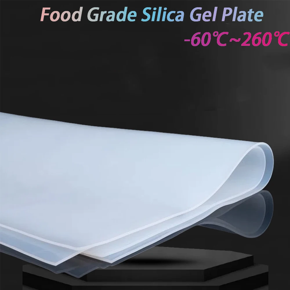 1Pcs Translucent Food Grade Silicone Rubber Sheet High Temp Resistance Silica Gel Plate 50x50 100x100 200x200 300 400 500 1200mm