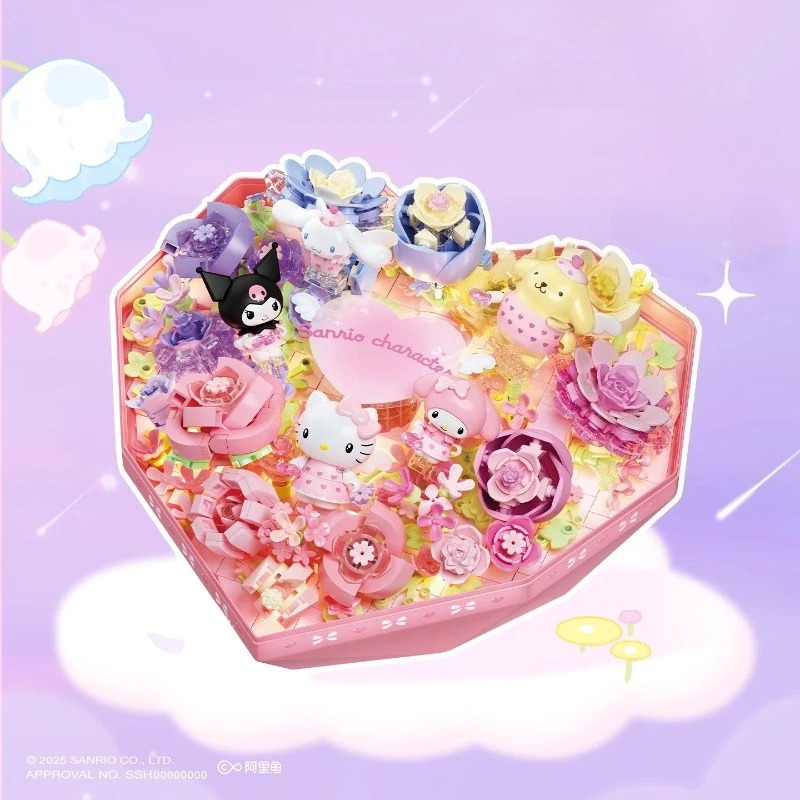 

New Product AREAX Area Building Blocks Sanrio LoveFlower Box Assembly Toys Ornament Bouquet Educational Toys Girl Christmas Gift
