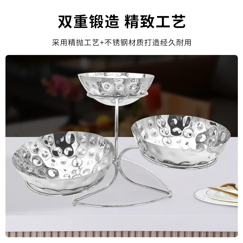 Stainless steel hammer print fruit plate salad plate buffet fruit plate holder hotel banquet hammer
