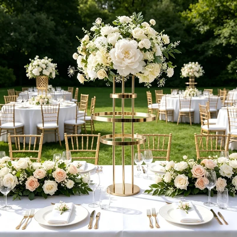 6 Pcs Gold-Plated 46-Inch Tall Wedding Flower Stands Centerpiece for Main Table Bridal Showers Banquet Decor