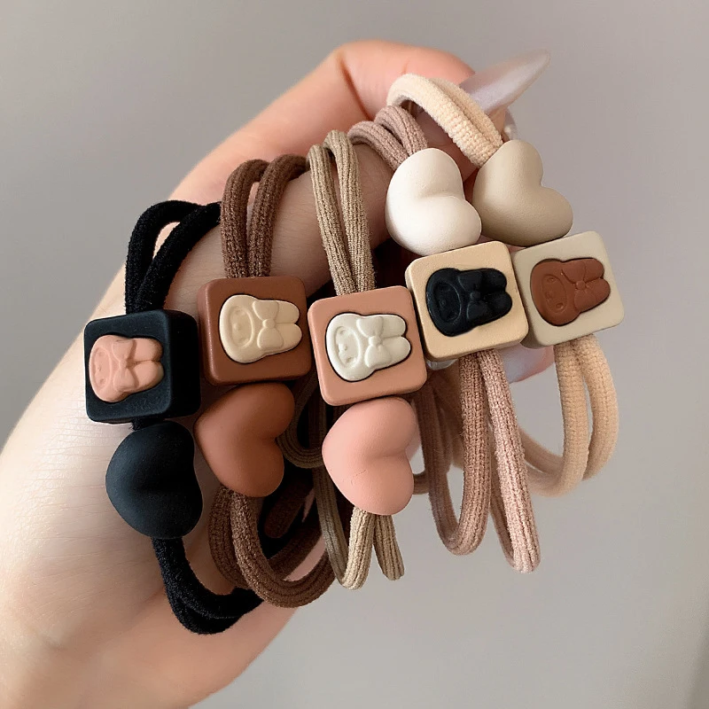 5/10 قطعة بسيطة القلب الكرة سحر Scrunchie لا ضرر مطاطا مضفر العلاقات الشعر الحبال النساء الفتيات ذيل حصان حامل الأربطة المطاطية