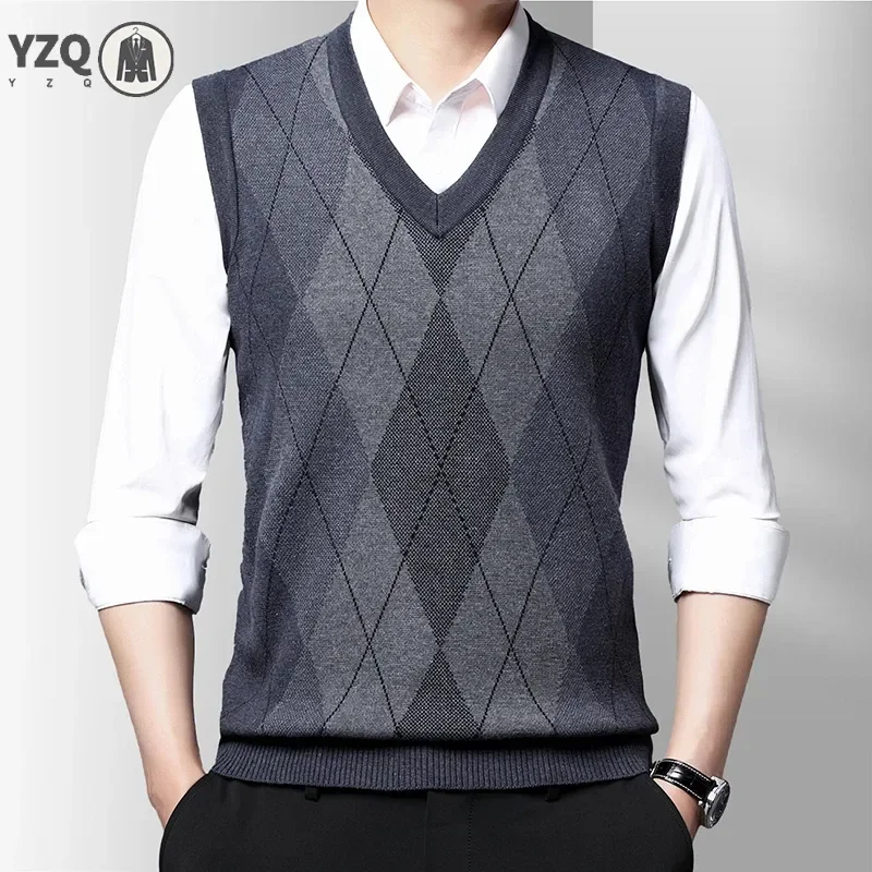 Men\'s Thickened Casual Sweater Tank Top Autumn and Winter Warm Men\'s Vest