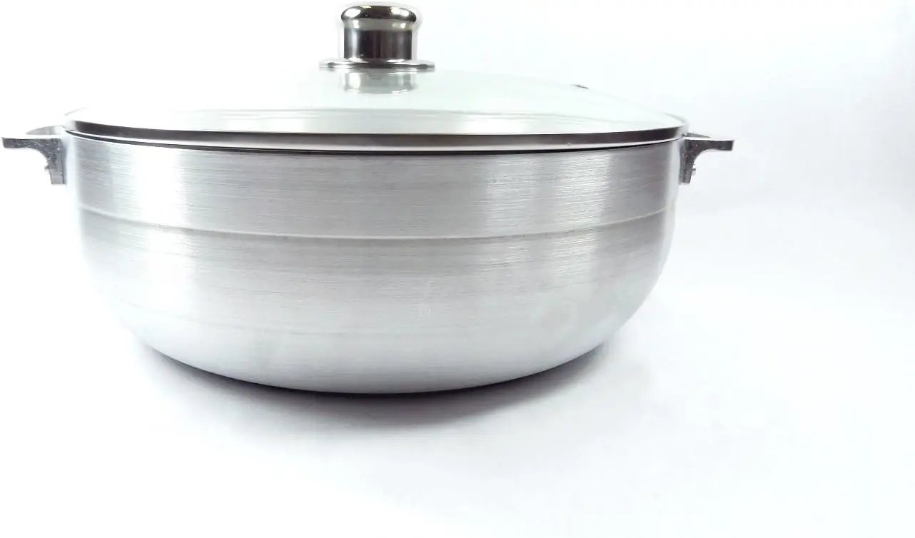 

Aluminum Heavy Gauge Caldero Dutch Oven With Glass Lid,Silver (13.5 QT)
