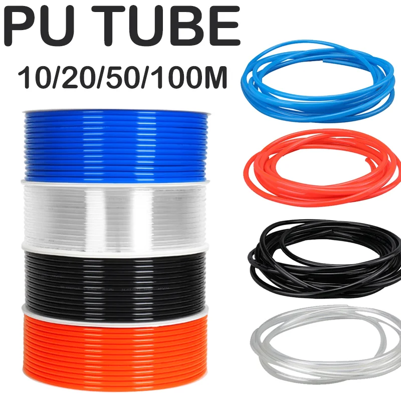 10M/20M/50M/100 Meters Pneumatic Component Hose Polyurethane Tubing OD 4/6/8/10/12/14/16mm ID 2.5/4/5/6.5/8/10/12mm