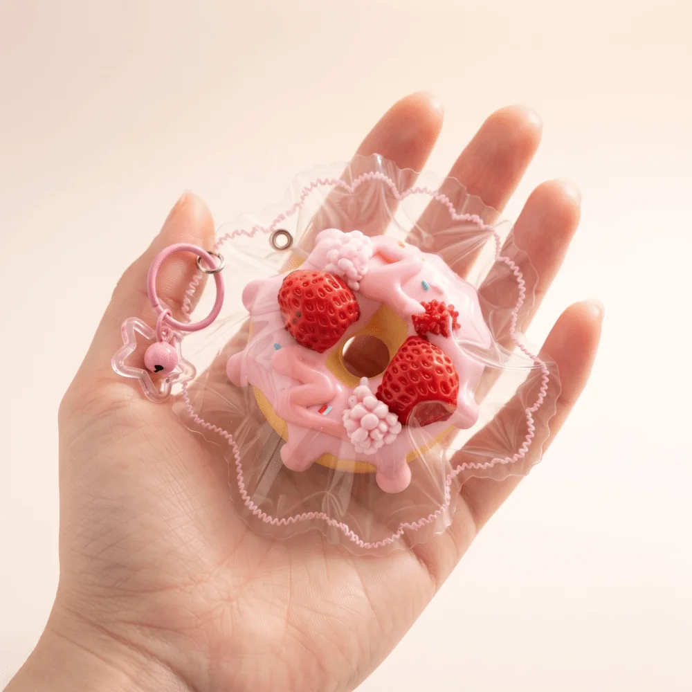 Food Grade Silicone Squishy Keychain Slow Rising Creative Donut Squishy Toy Bounce Shapable Cute Slow Rebound Toy Children Gifts