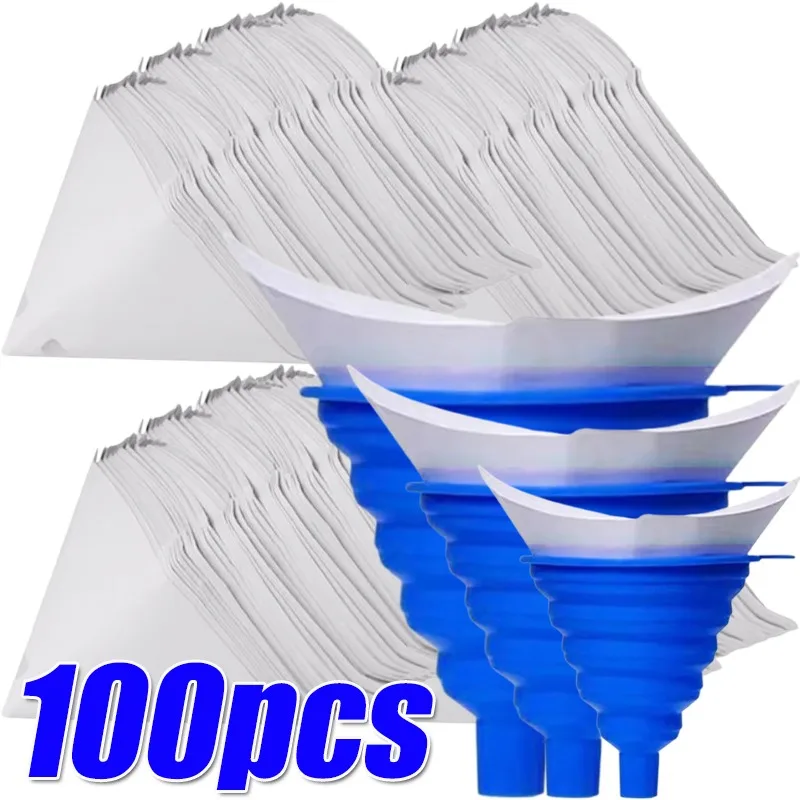 

10-100pcs Plastic Paper Filter Paint Spray Mesh Purifying Straining Funnel White Thicken Filter Conical Nylon Funnels Paper Tool