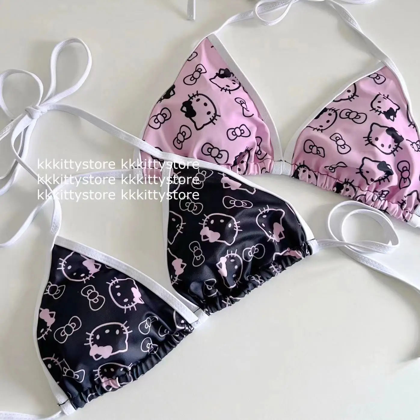 

Sanrio Hello Kitty Swimwear 2 Piece Set Cute Ladies Summer Beach Soft Side Halter Kawaii Panty Swimwear Trendy Gift for Women