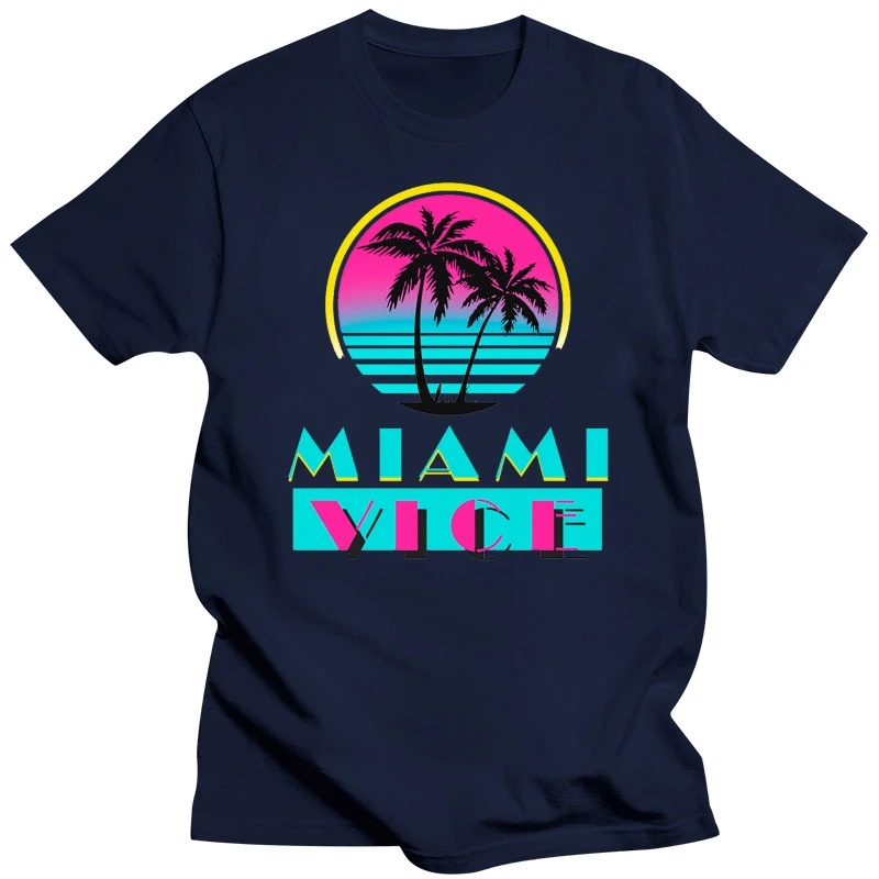 Miami Vice Tv Series Tv Show Beach Logo Men'S Black T-Shirt Size S - 3Xl Fashion Classic Style Tee Shirt 2024