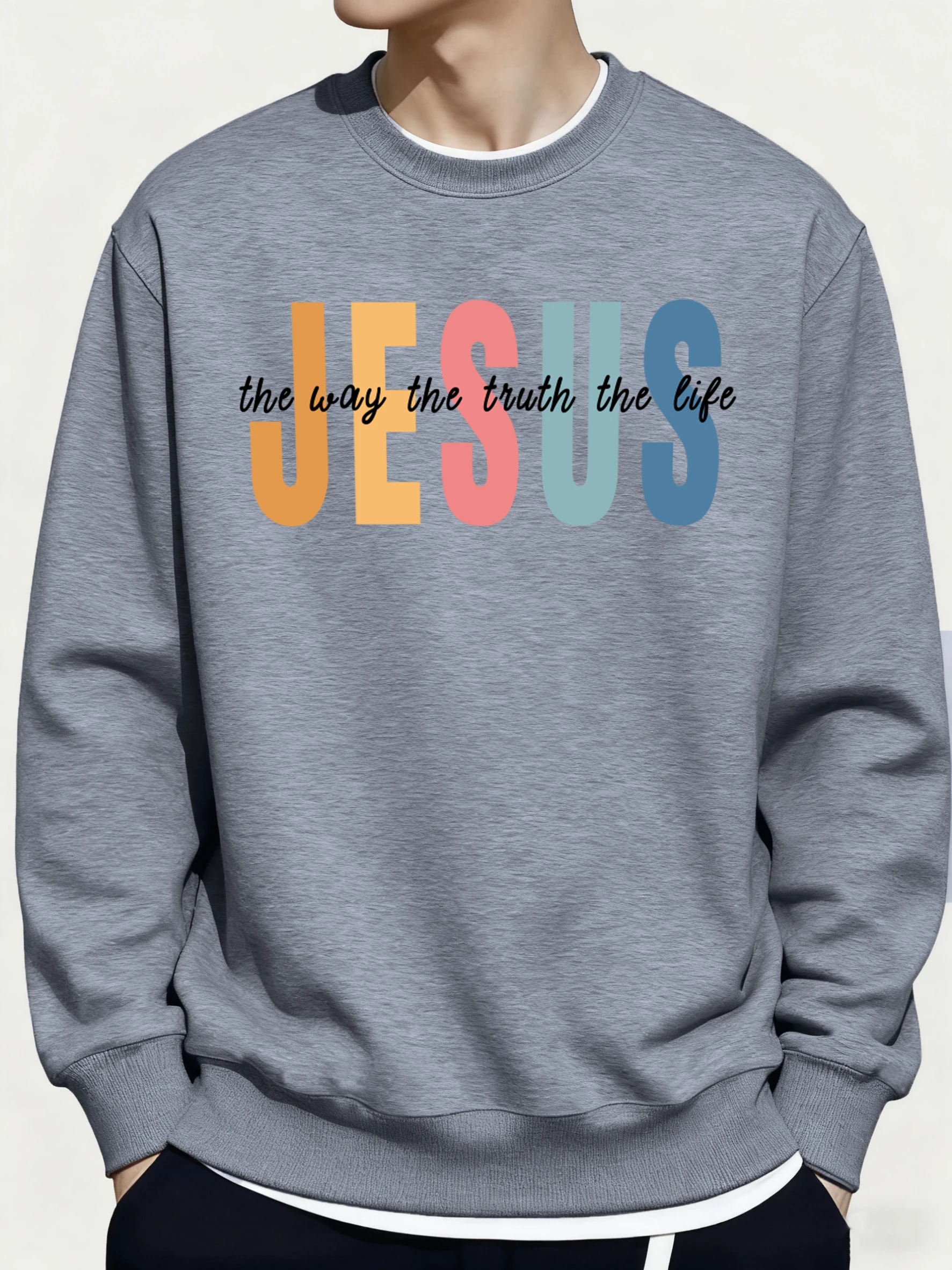 Jesus Farbe Brief Kreative Druck Bequeme Street Man Sweatshirts Grundlagen Sport Pullover Winter All-Match Hoody Casual Täglichen Top