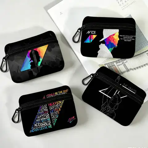 DJ A-Avicii Logo  Multifunctional Oxford Cloth Small Pouch With Hook Mini Coin Wallet Earbud Storage Bag