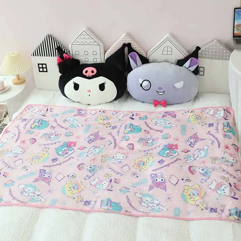 

Kawaii Sanrio Kuromi Anime Pillow Cartoon Thickened Soft Comfortable Air Conditioning Blanket Living Room Bedroom Siesta Blanket