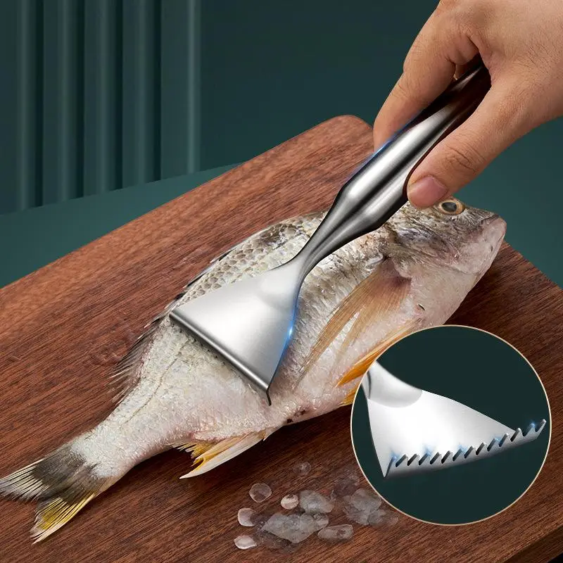 304 Stainless Steel Fast Cleaning Fish Peeler Scale Remover Seafood Crackers Fish Scaler Cleaner Planet Skin Brush Scraper Tool
