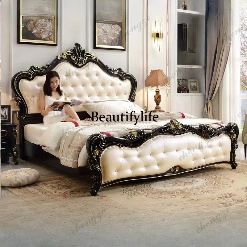 Headboard Bed Frame Waterproof Europen Floor Frames Bases Bed Luxury Full Set High Camas De Dormitorio Home Furniture