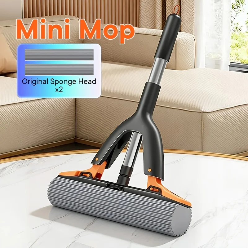 Mini Washable Sponge Mop - Hands-free, Super Absorbent, Wall-mounted & Portable. For Desktop, Glass, Bathroom.