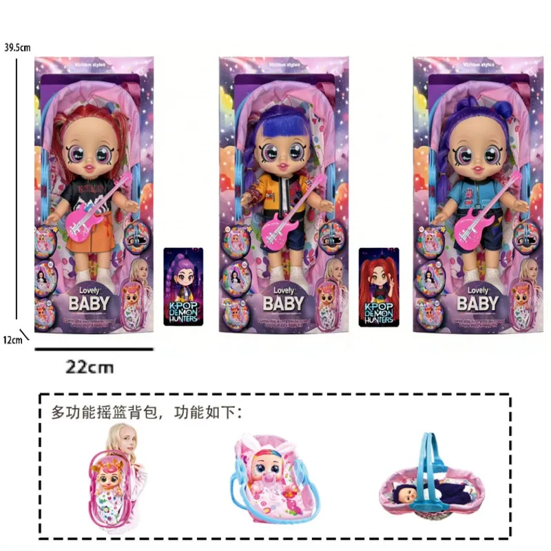 

New K-POP Demon Hunter Girl Group Vinyl Doll With IC Eyes Music Function & Multi-Function Cradle Backpack Toy Gift For Fans