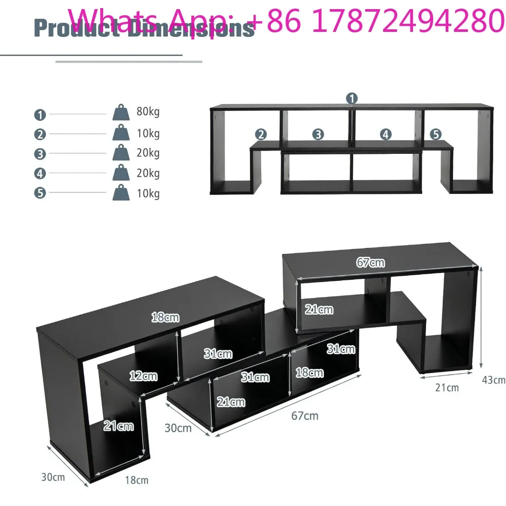 ,Free Combination Media Entertainment Center 3PCS DIY Wooden TVs Console Table