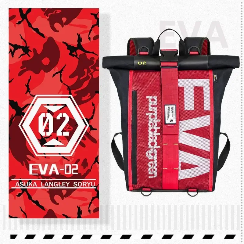 EVANGELION EVA Anime Hot Edge Large Capacity Waterproof Travel Shoulder Fashion Student Bag Comes with Asuka Ayanami Rei Pendant